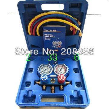 Igeelee Pressure Guage Vmg-2-R22-B Aluminum Alloy Pressure Gauge with Hand-Crarry Plastic Case Ce Approved, 3 PCS Charging Hoses for R22& R134